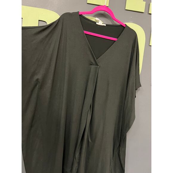 Women's Black Butter Soft V-Neck T-Shirt Dress Medium - Picture 2 of 3